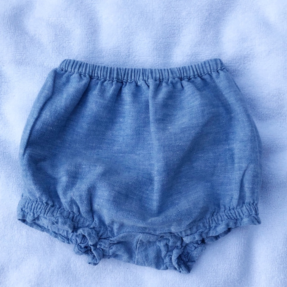 Janie and Jack Linen Blue Shirt and Short Set 0-3 - Picture 4 of 6